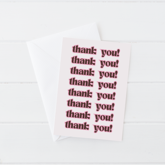 Beige Pink Thank You Thank You Card