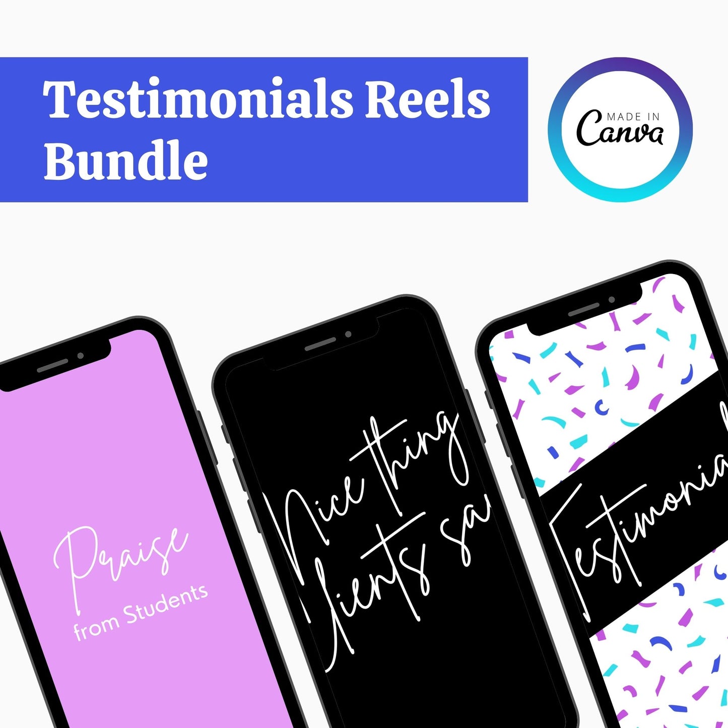 Bright Testimonials Reels Canva Template Bundle (x3)