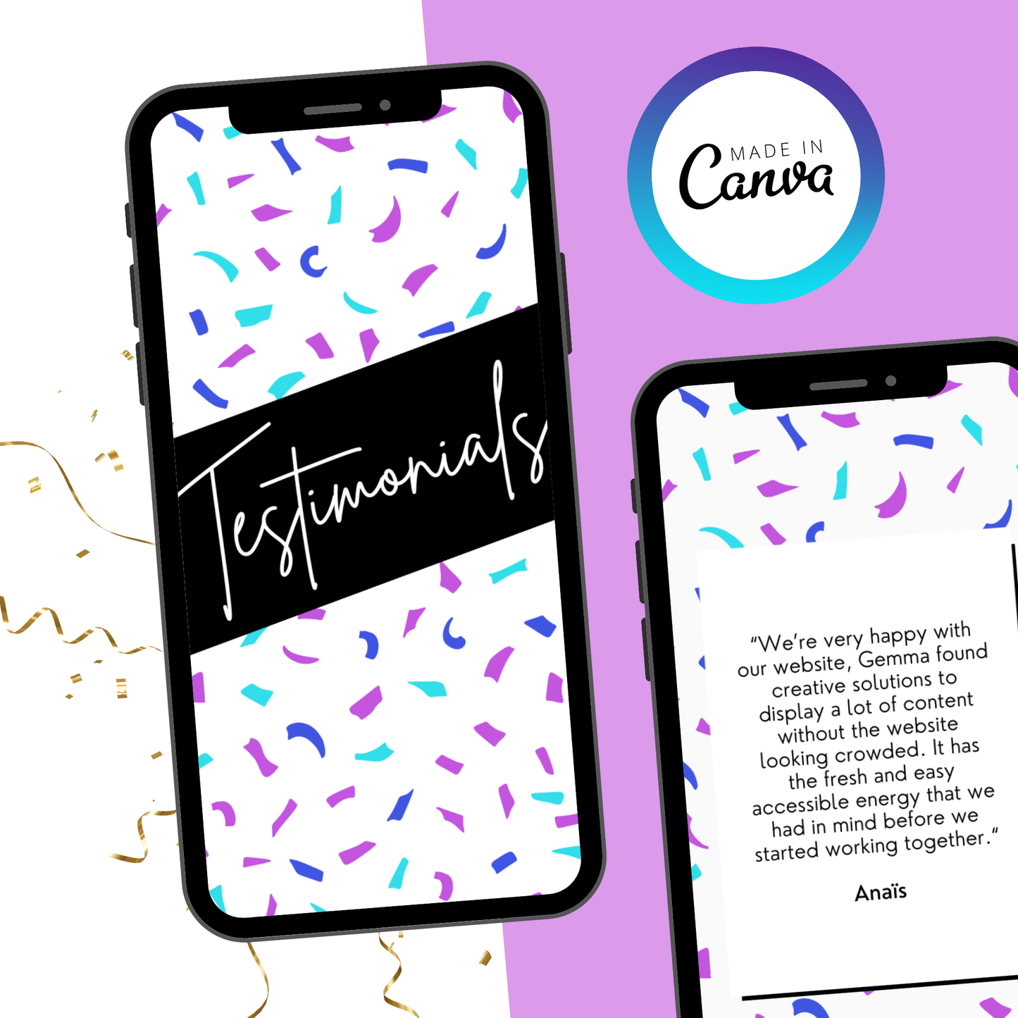 Bright Testimonials Reels Canva Template Bundle (x3)