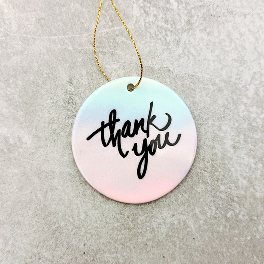 Pink and Blue Thank You Ceramic Ornament Keepsake